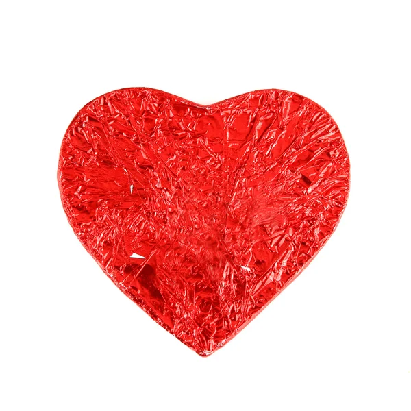 Red Foil wrapped chocolate hearts — Stock Photo, Image