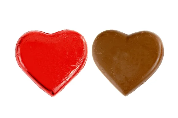 巧克力，心的形状，隔离在白色背景上 — 图库照片