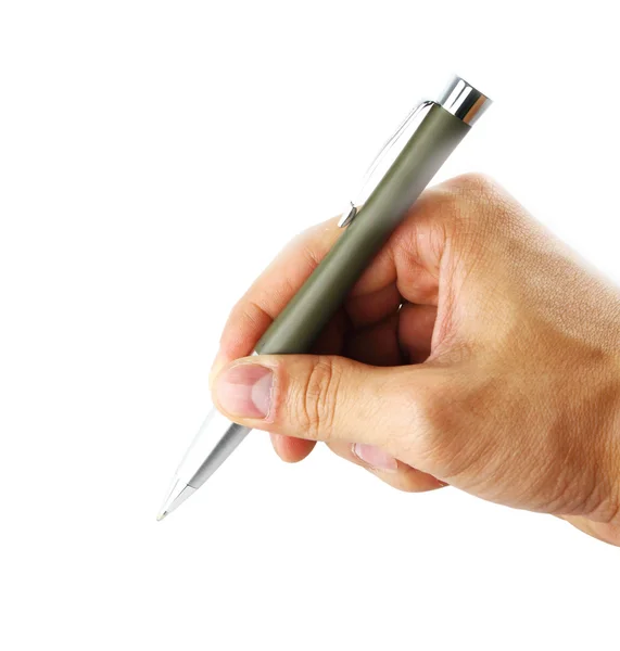Hand hold a pen writing Stock Image