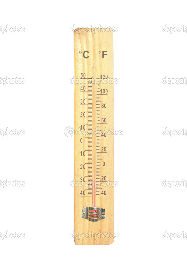 Thermometer on the wooden and high temperatures