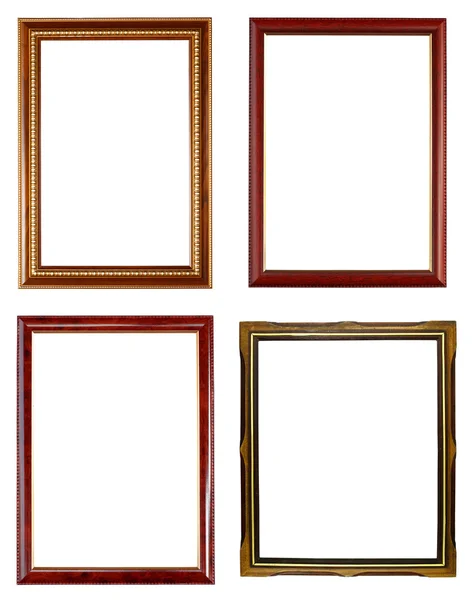 在白色背景上的四个木制框架 — 图库照片