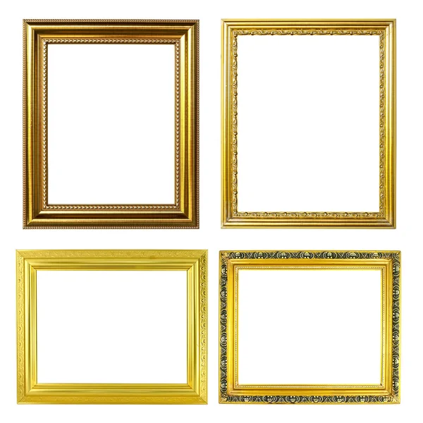 4 moldura dourada no fundo branco — Fotografia de Stock