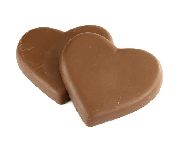 Chocolat forme de coeur sur fond blanc — Photo