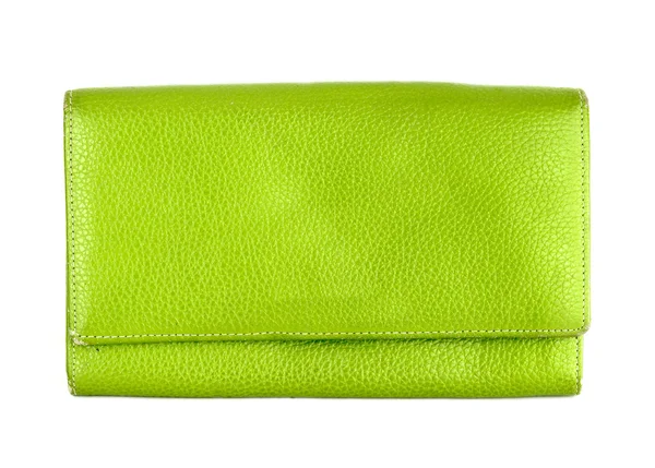 Zielony portfel na białym tle — Zdjęcie stockowe