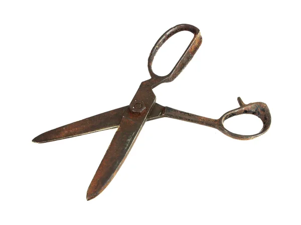 Staré rezavé šicí nůžky izolované na bílém — Stock fotografie