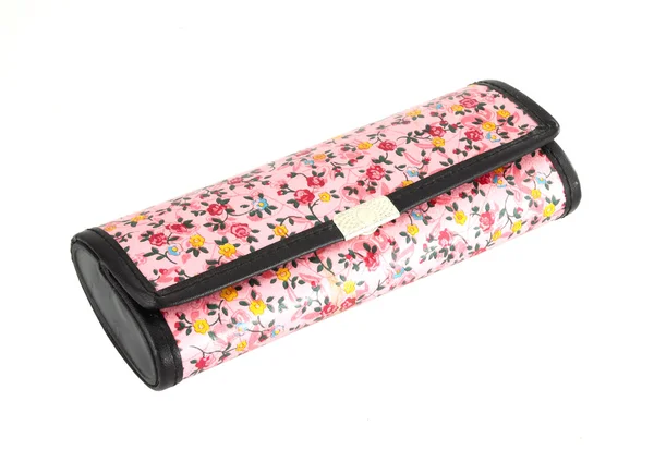 Glasses case with flower texture on white — Stock Photo, Image