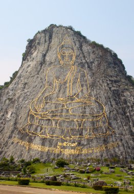 130 mtr high golden Buddha laser carved and inlayed with gold on clipart