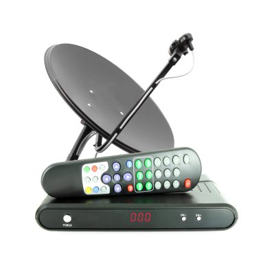 Set of receive box remote and dish antenna clipart