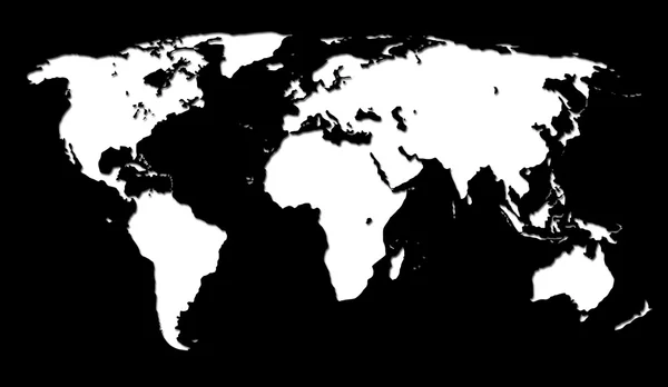 黒い背景に白の世界地図 — ストック写真