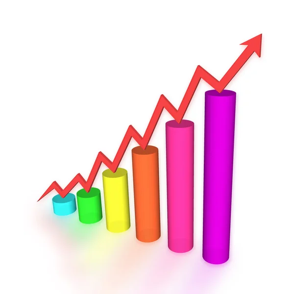 Gráfico de barras 3d con flecha — Foto de Stock