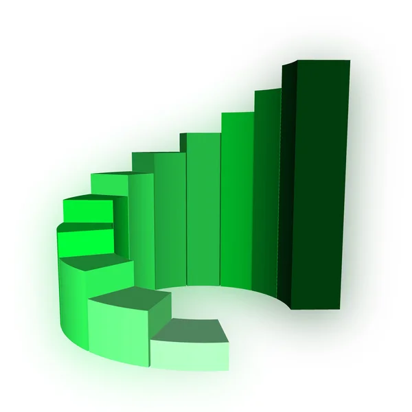 Gráfico de barras de crescimento 3D em branco — Fotografia de Stock