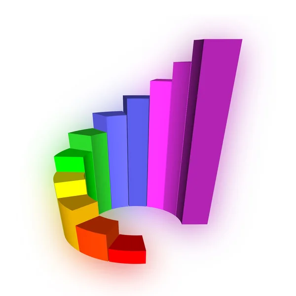 Gráfico de barras de crecimiento 3D en blanco — Foto de Stock