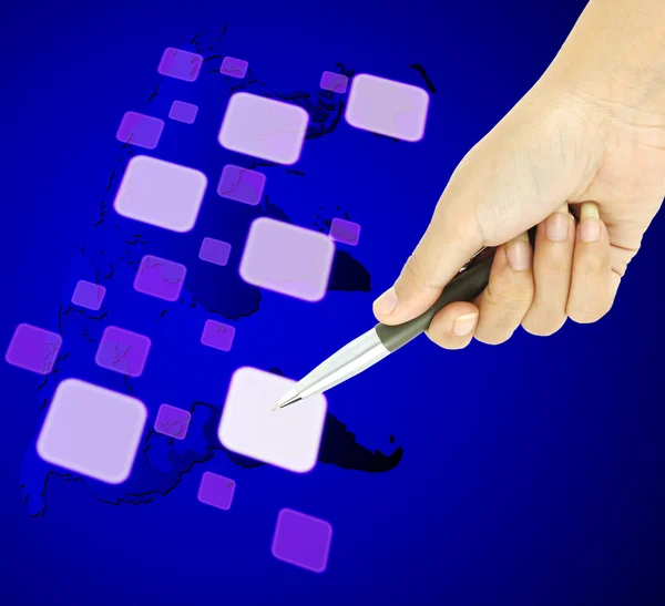 Un puntatore a penna su un'interfaccia touch screen — Foto Stock