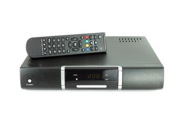 remote and receiver for satellite TV clipart