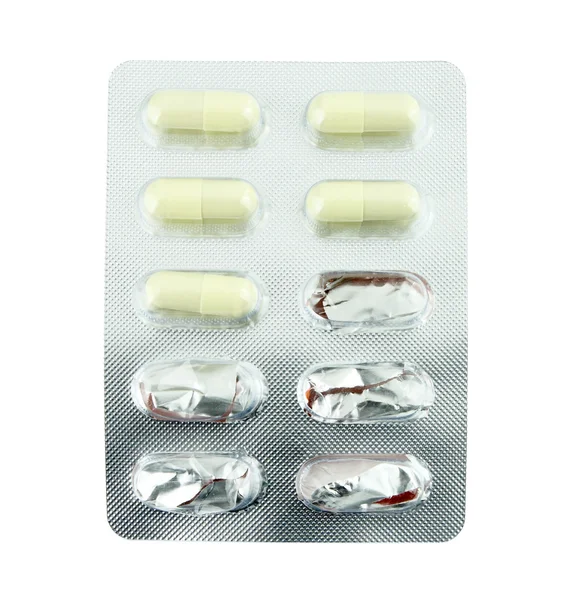 Usado um pacote de comprimidos — Fotografia de Stock