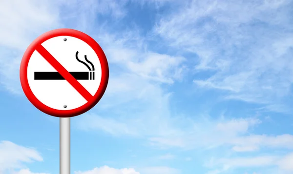 Tilos a dohányzás jel-val kék ég 3D — Stock Fotó