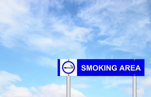 Smoking area sign with blue sky — Stock Photo, Image
