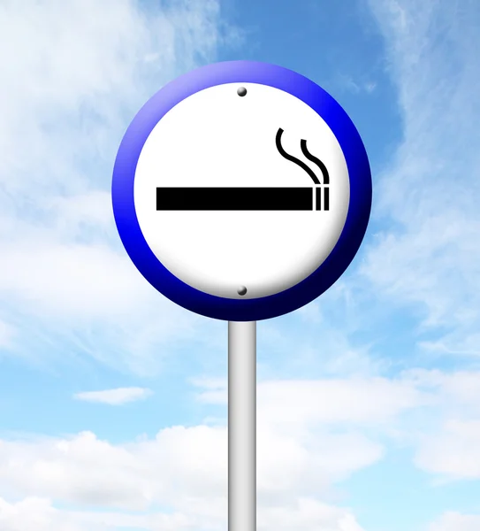 3 d の喫煙エリアに青い空と署名します。 — ストック写真