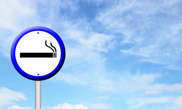 3D знак зони куріння з блакитним небом — стокове фото