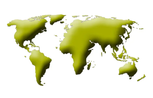 Mappa del mondo su sfondo bianco — Foto Stock
