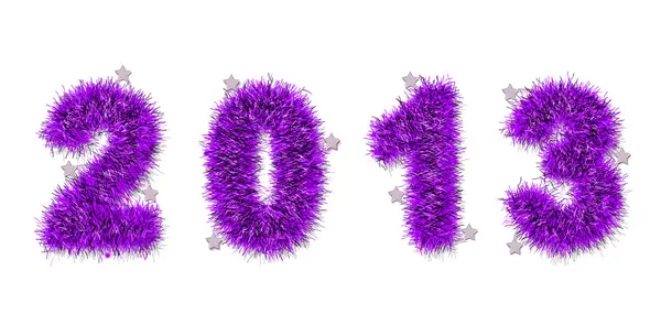 Violet tinsel forming 2013 year number — Stock Photo, Image