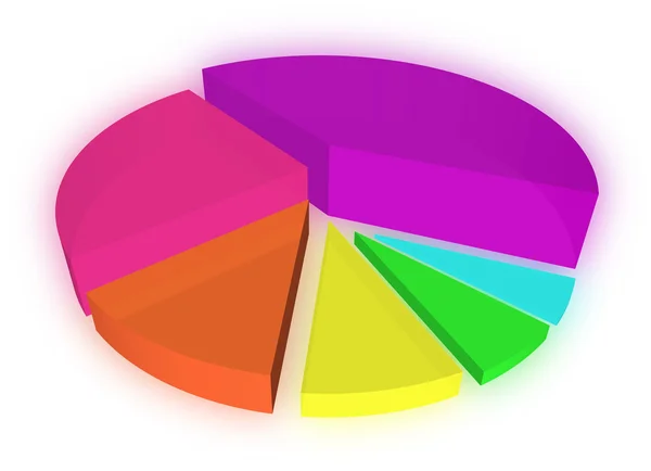 3D-Tortendiagramm mit verschiedenen farbigen Segmenten — Stockfoto