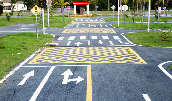 small road and traffic markings
