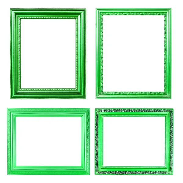 4 在白色背景上的绿色框架 — 图库照片