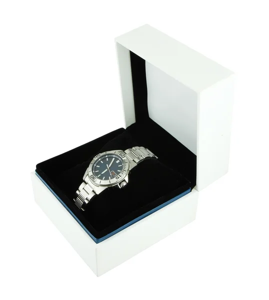 White box with luxury watch — Stock Photo, Image