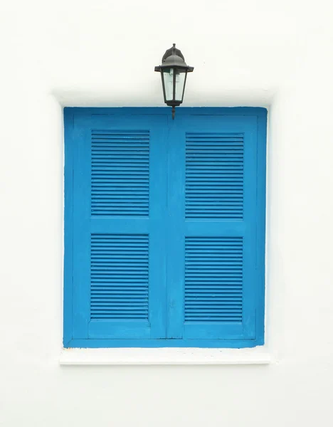 Greek Style windows and lamp — Stock Photo, Image