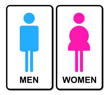 Renkli adam ve kadın tuvalet işareti