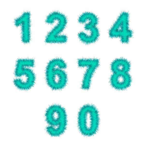 Hellblaue Lametta-Ziffern auf weiß — Stockfoto