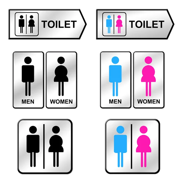 6 gümüş tuvalet işareti — Stok fotoğraf