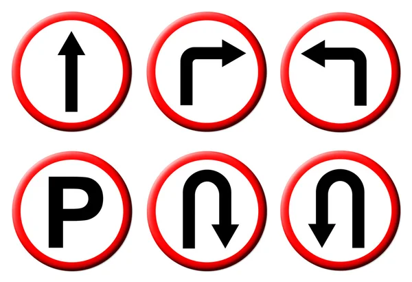 6 röd cirkel trafik skylt — Stockfoto