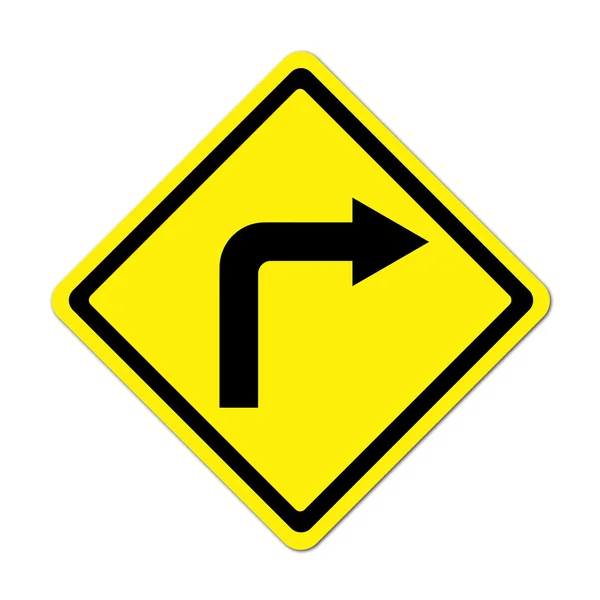 Road sign - Right Turn Warning — стоковое фото