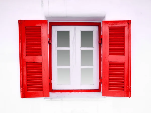 Ventanas griegas rojas del estilo — Foto de Stock