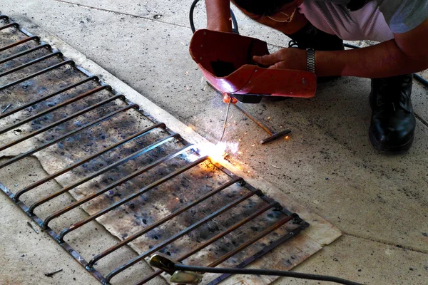 Electric welding connecting square bar — Stok fotoğraf