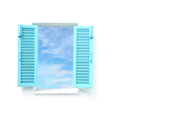 Greek Style windows with blue sky view — Stock Photo, Image