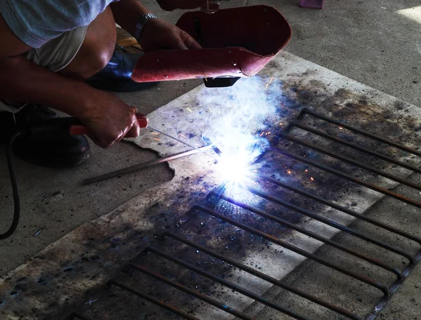 Electric welding connecting square bar — Stok fotoğraf