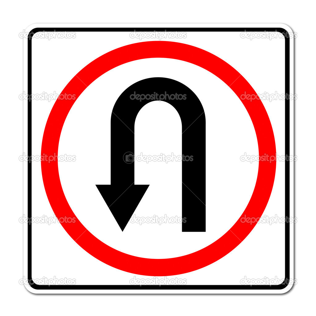 turn back road sign - 图库照片