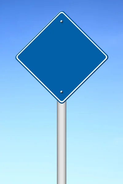 Signo en blanco azul con cielo azul — Foto de Stock