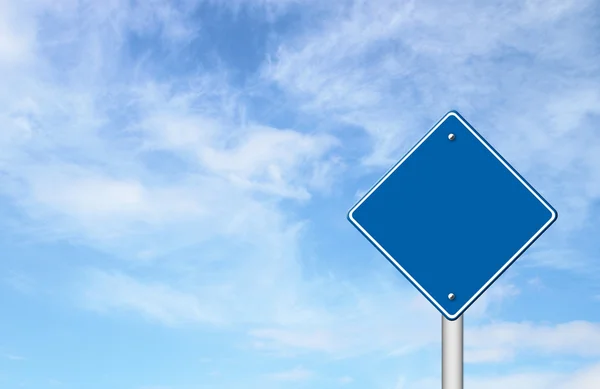 Blue blank sign with blue sky — Stock Photo, Image