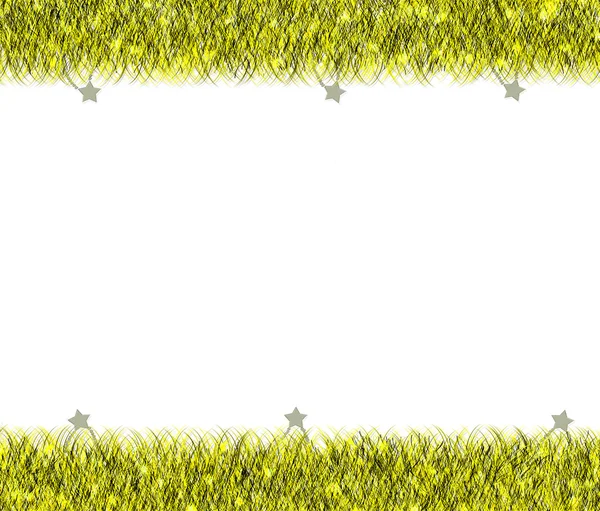 Christmas yellow tinsel frame — Stock Photo, Image