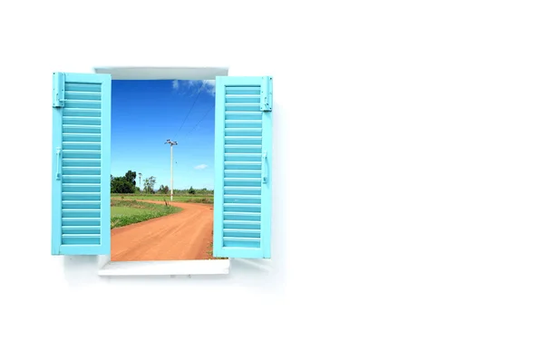Grecki styl windows z gleby łuk drogi — Zdjęcie stockowe