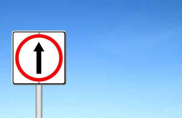 Go ahead the way ,forward sign with blue sky — Stock Photo, Image