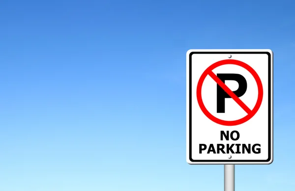 Ingen parkering skylt med blå himmel — Stockfoto