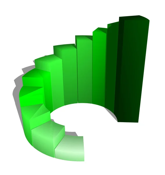 3D büyüme çubuk grafik üzerinde beyaz — Stok fotoğraf