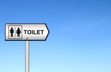 tuvalet işareti mavi gökyüzü ile