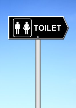tuvalet işareti mavi gökyüzü ile