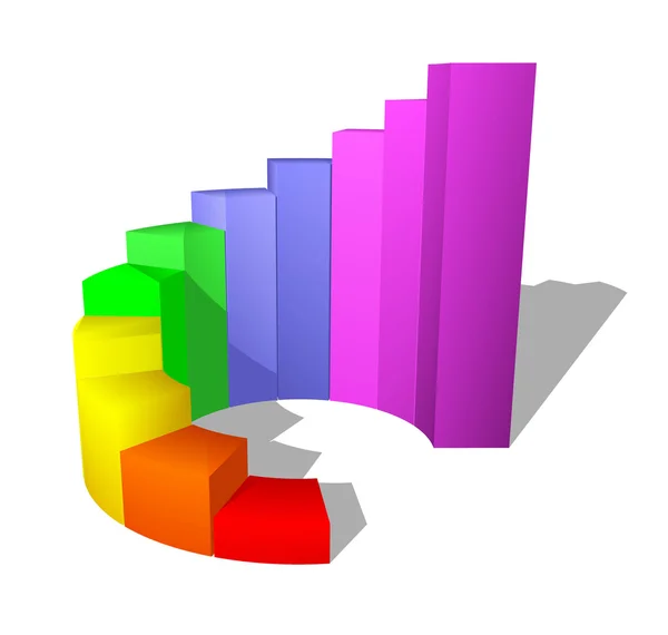 3D Growth bar graph on white — Stock Photo, Image